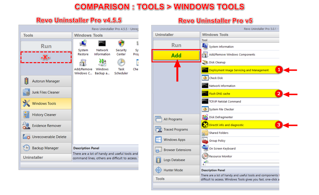 Screenshot: Windows Tools section in Revo Uninstaller